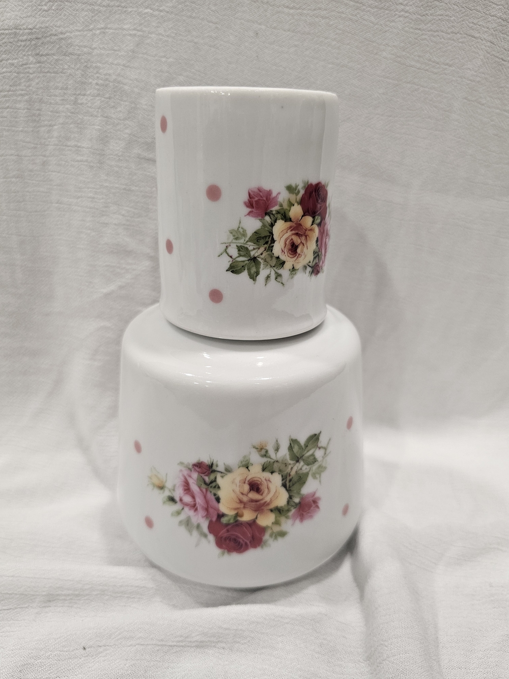 Vintage Cottagecore Floral Porcelain Bedside Water Carafe & Cup Set